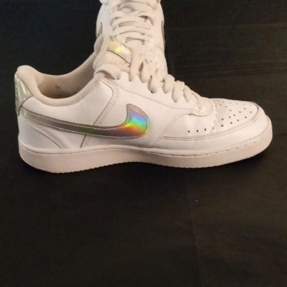 Women's Nike  Silver and White Athletic Court Vision  Shoes Low-Top Design - Picture 5 of 13